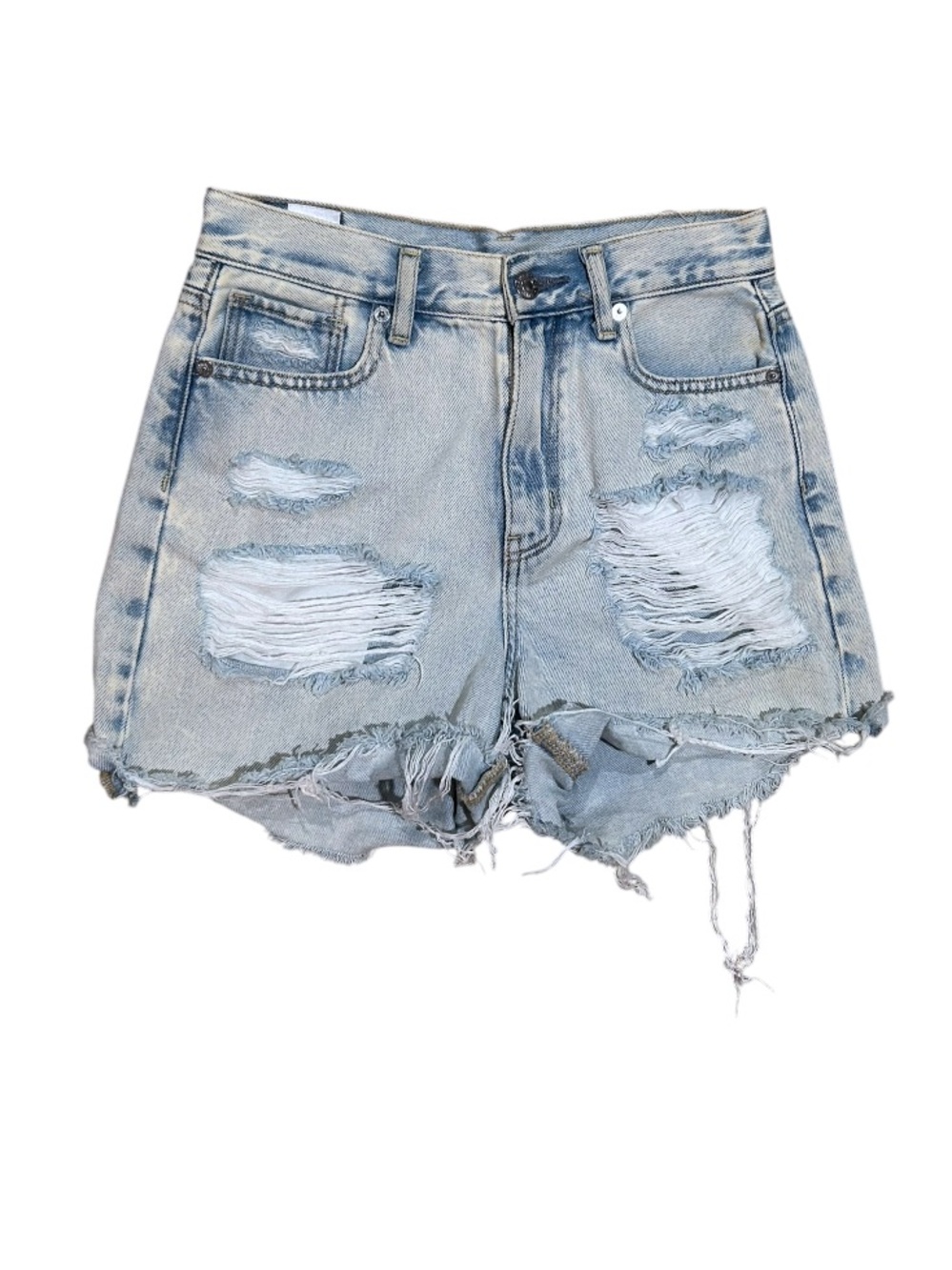 American Eagle Mom Shorts Light Wash Distressed Denim Women’s Size 00